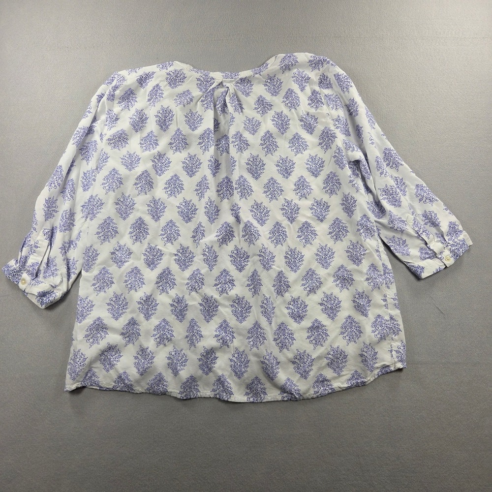 Old Navy Women Large Purple White Floral Block Print Viscose High Low Blouse - Picture 8 of 10